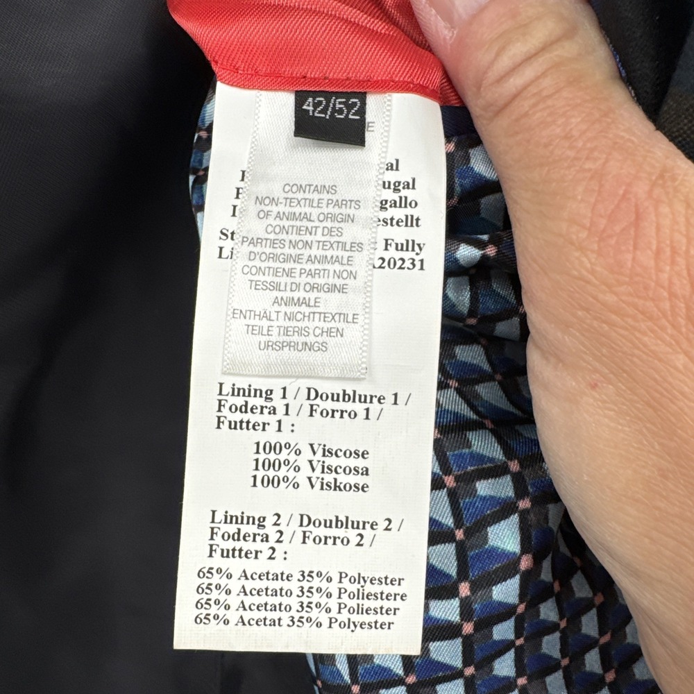 Paul Smith London Men 42/52 Teal Black Windowpane Wool Sport Coat Portugal - Picture 4 of 14